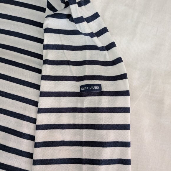 Saint James Navy and White Breton Striped Top, Size US 12, 3/4 sleeves - Picture 4 of 10
